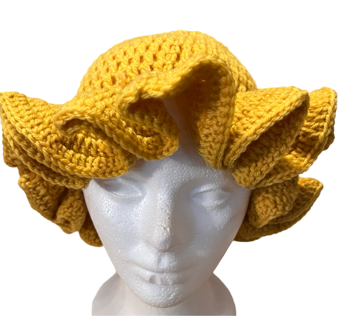 Multi color ruffle crochet hat