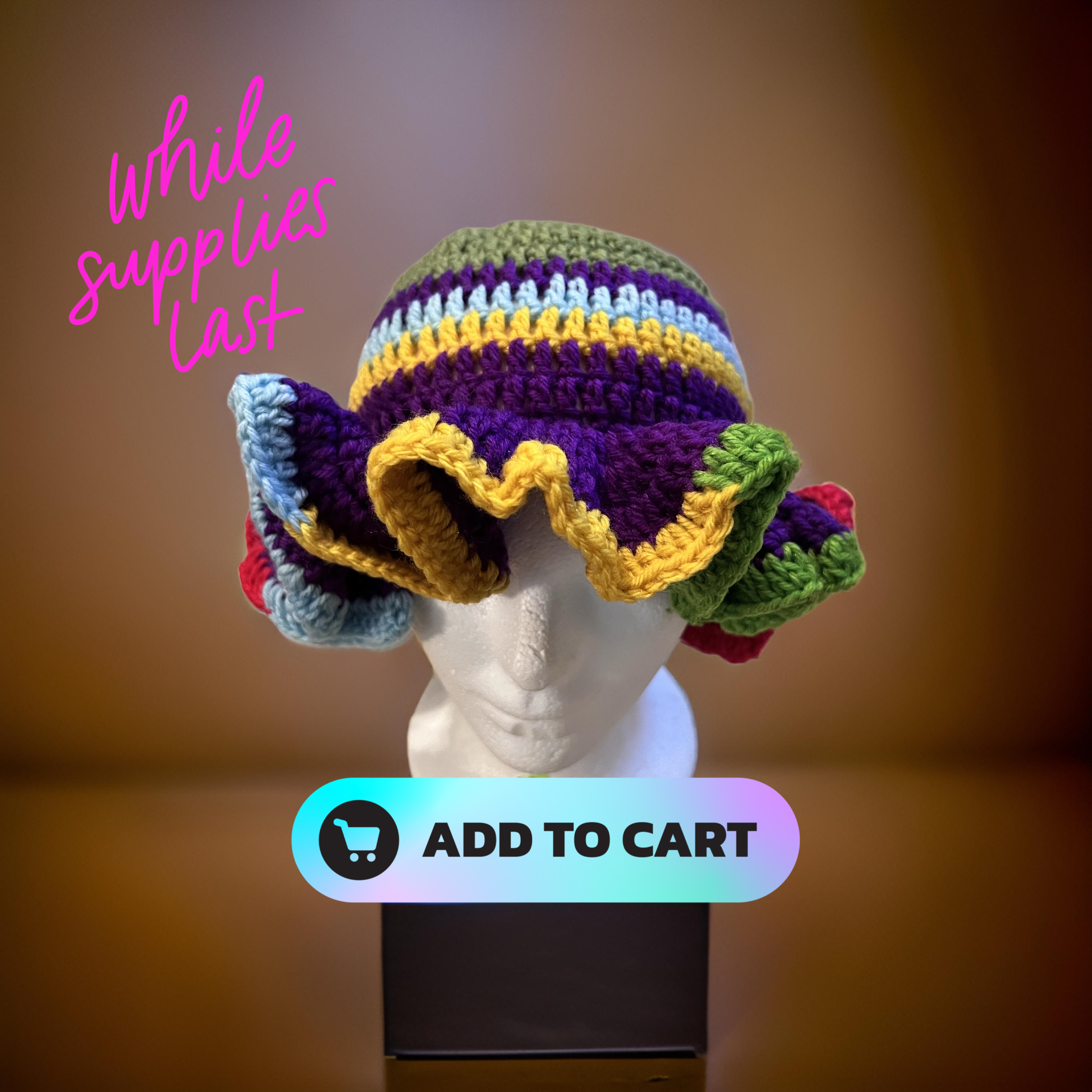 Multi color ruffle crochet hat – EHYEH Boutique