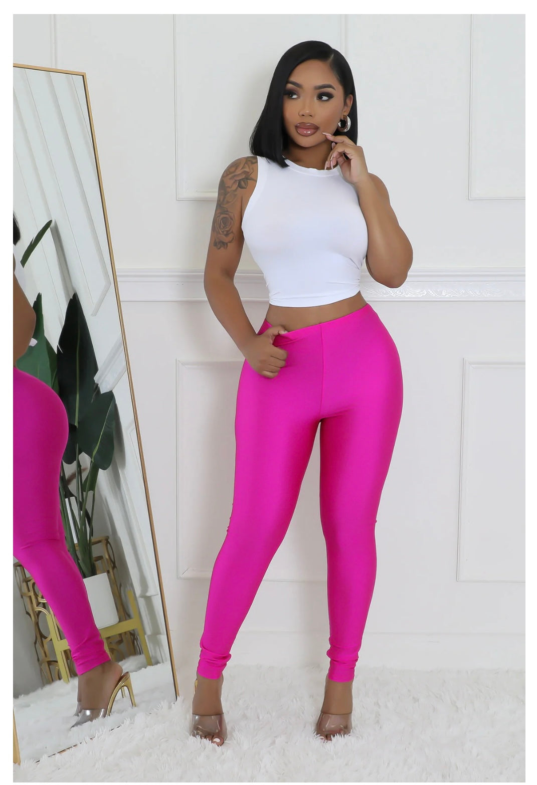 Metallic high waist leggings
