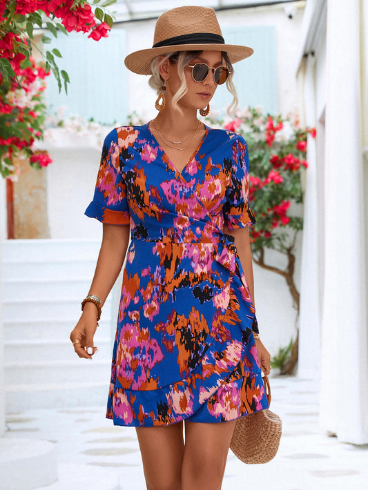 spring summer flouncy flowy short mini dress floral