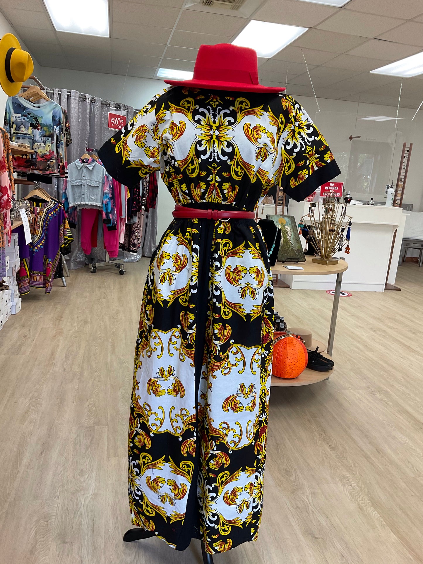 long dress black and gold work and church attire chic fashion style