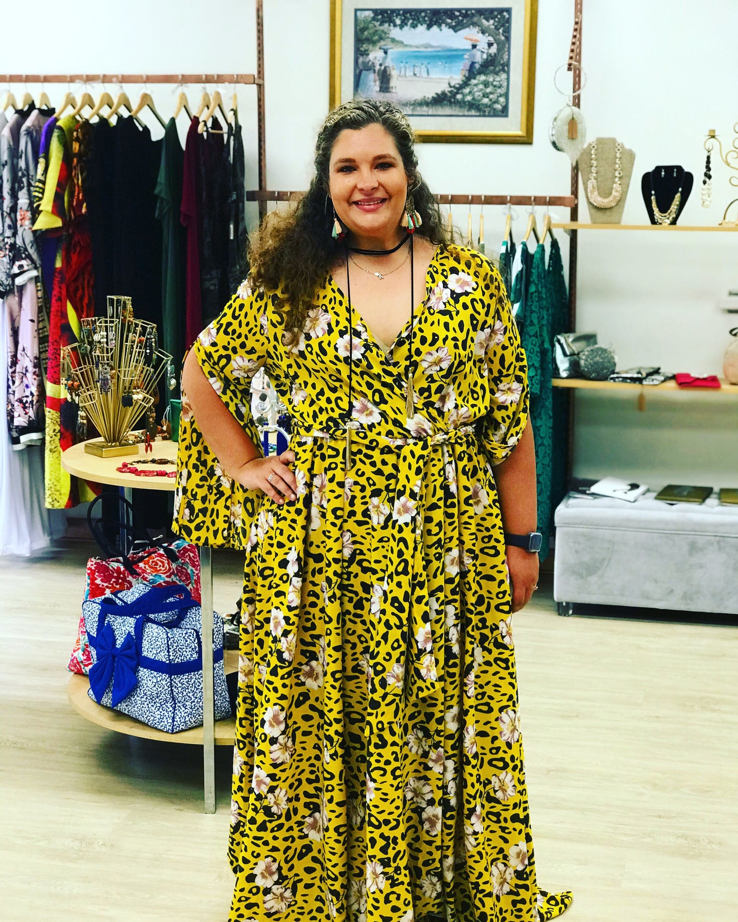 cheetah print plus size maxi dress yellow