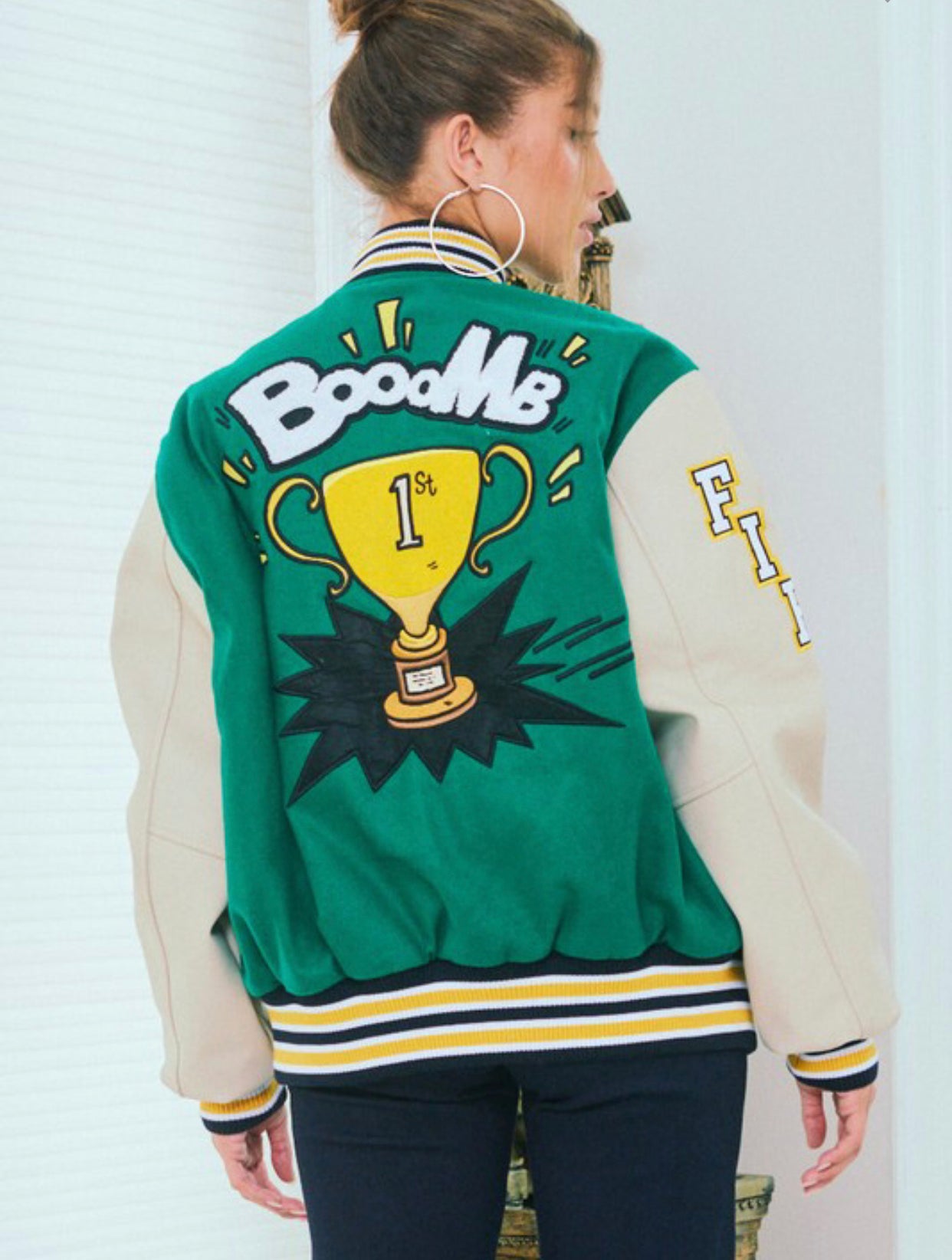 Green UNISEX varsity jacket